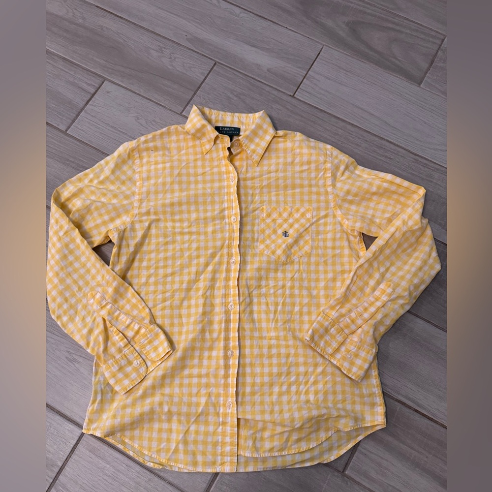 Ralph Lauren Yellow Checkered Button Down Shirt